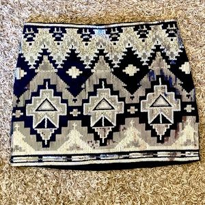 Women’s Express Aztec black & gold skirt